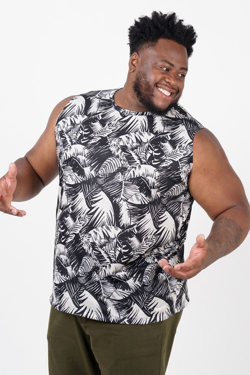Regata full print plus size preto