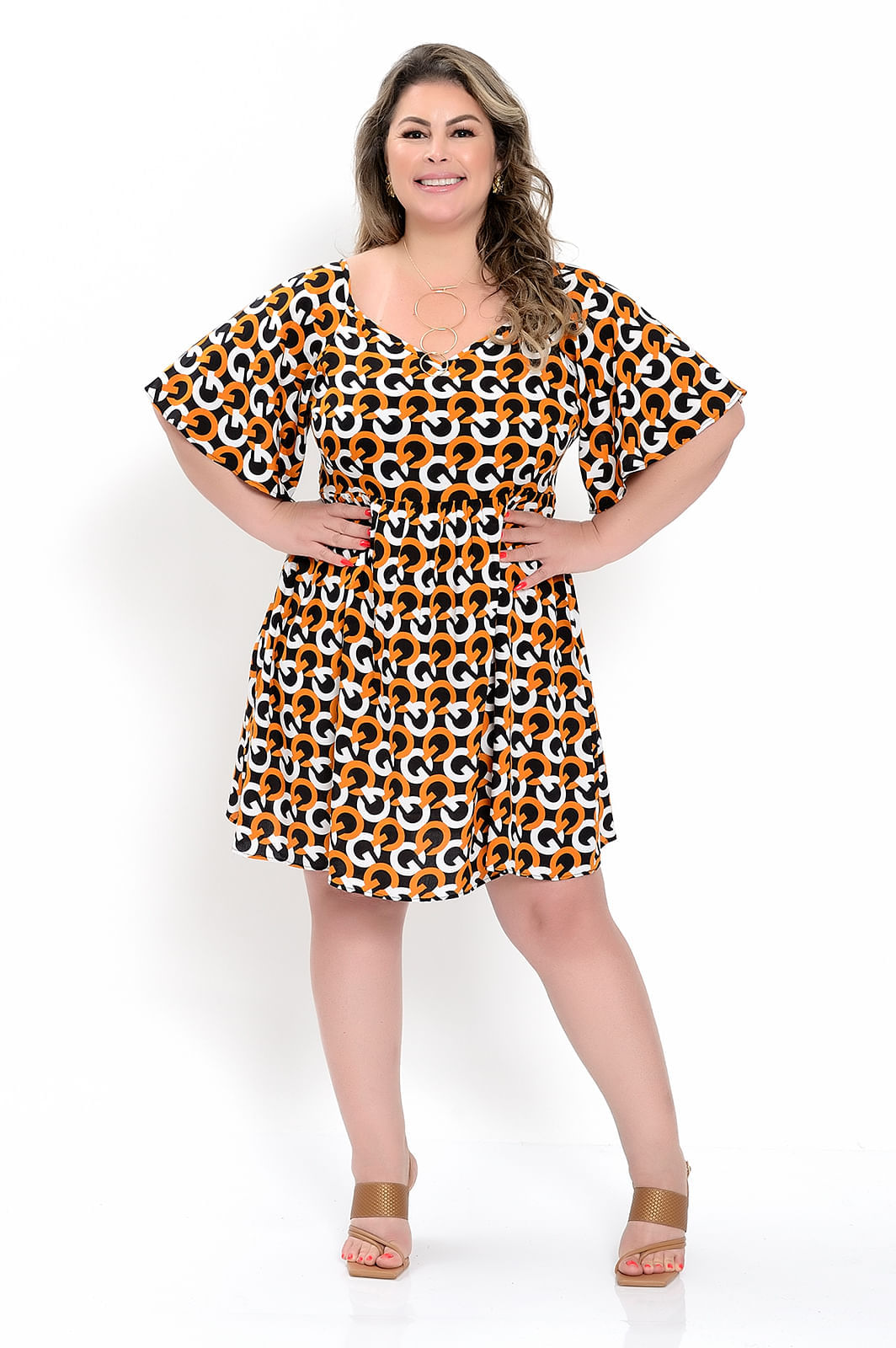 Vestido acinturado 2024 plus size