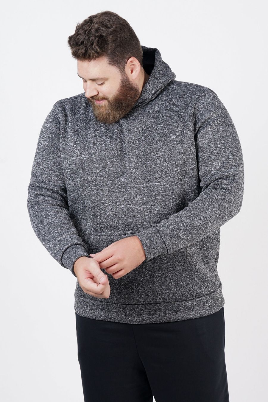 Blusão mesclado plus size cinza