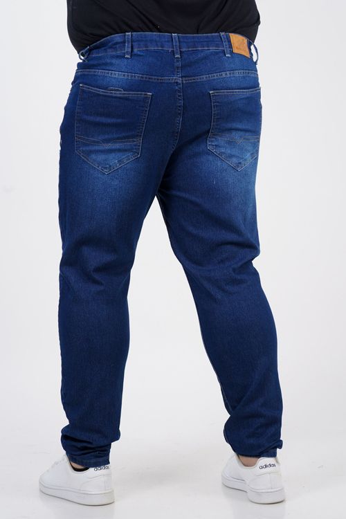 Calça jeans skinny com puídos plus size jeans blue