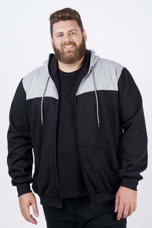 Blusão de moletom bicolor plus size preto