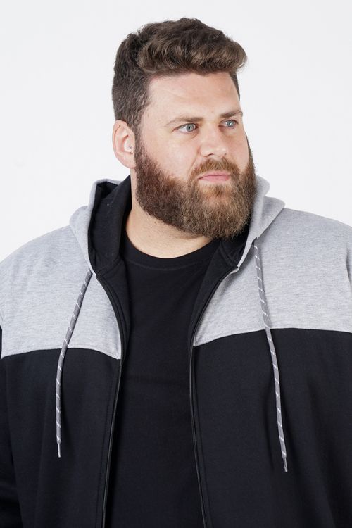 Blusão de moletom bicolor plus size preto