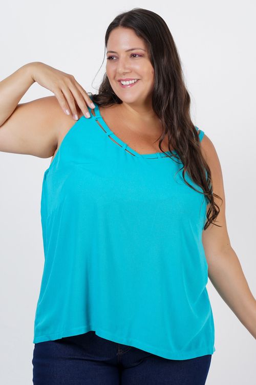 Regata de viscose plus size azul