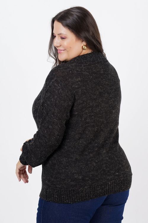 blusa tricot tranças plus size preto