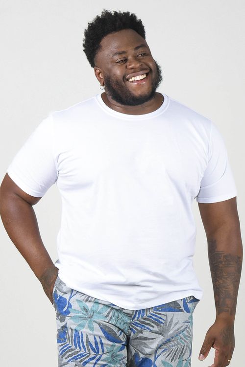 Camiseta básica masculina plus size branco