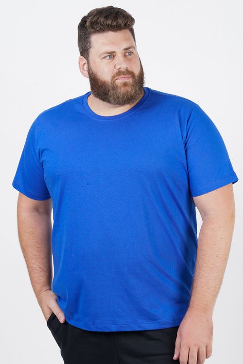 Camiseta básica masculina plus size azul royal