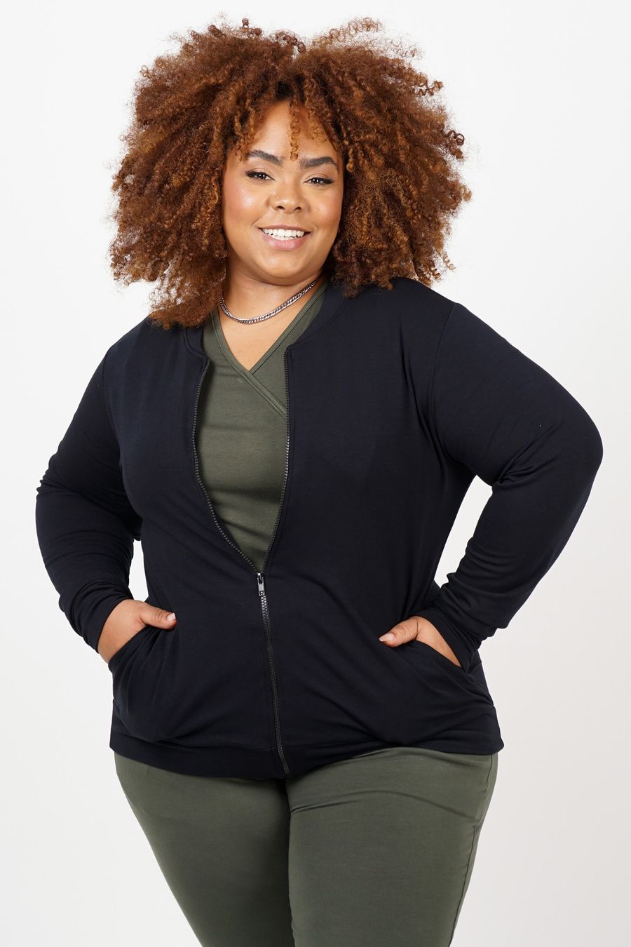 Jaqueta moletinho plus size preto
