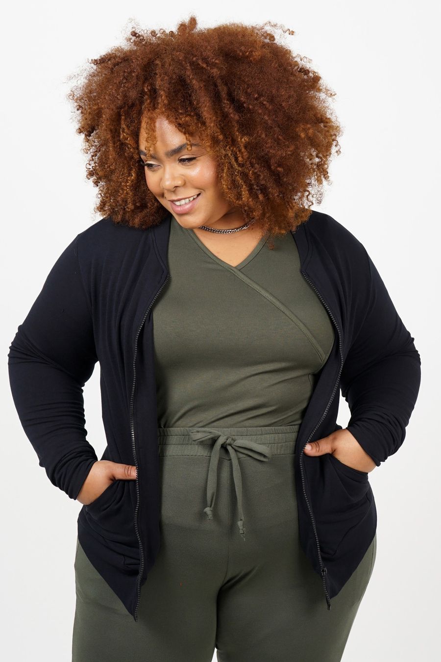 Jaqueta moletinho plus size preto