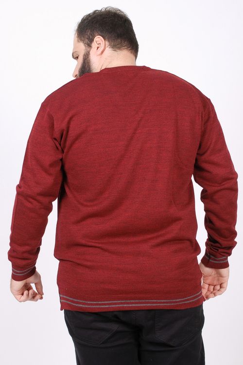 Blusa suéter  de tricô gola v plus size vinho