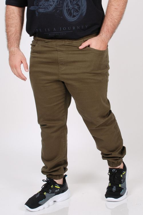 Calça jogger sarja plus size verde militar