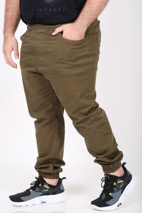Calça jogger sarja plus size verde militar