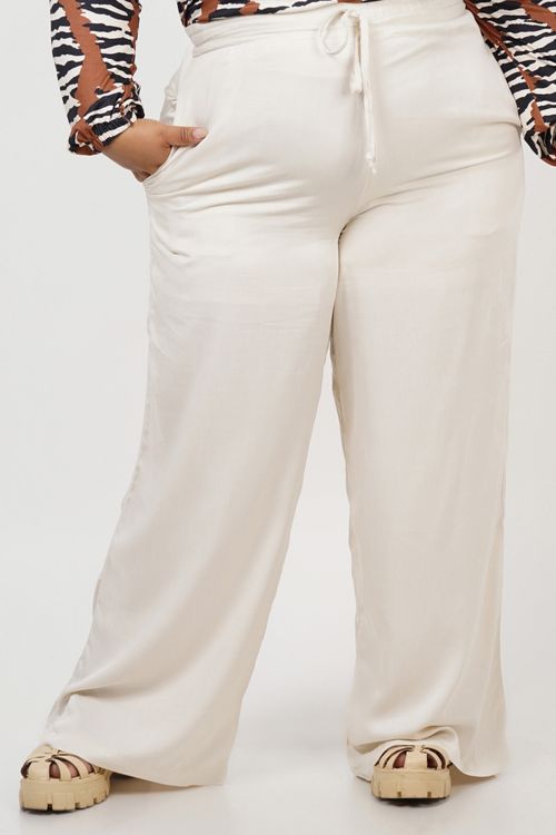 Pantalona de viscose plus size bege