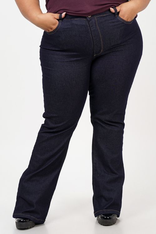 Calça boot cut jeans plus size jeans blue