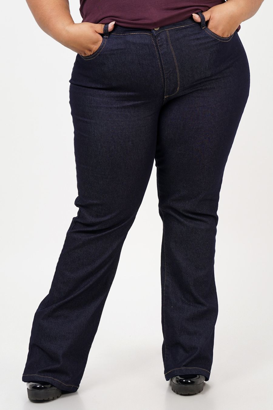 Calça boot cut jeans plus size jeans blue
