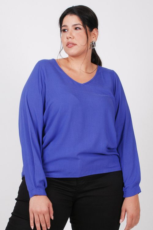 Blusa manga longa viscose plus size roxa