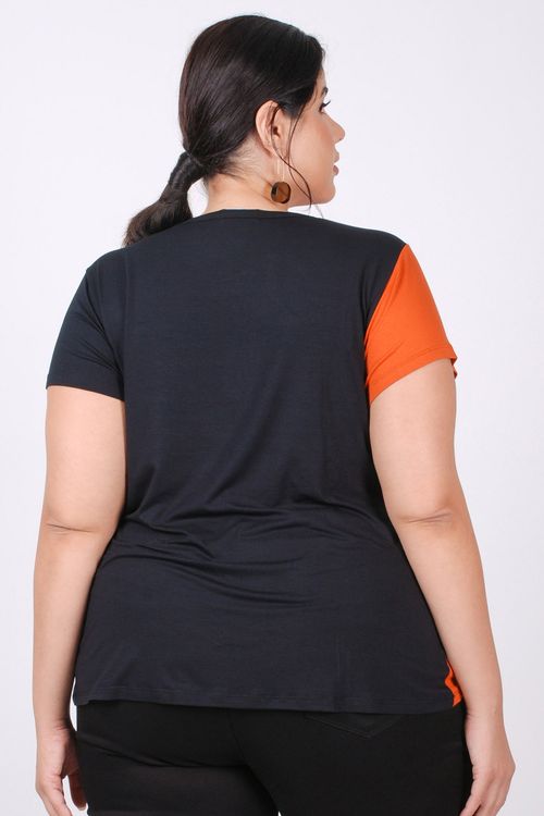 Blusa Manga Curta Caramelo com Recorte