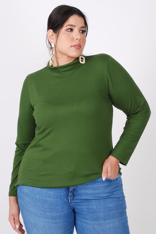 Blusa gola alta plus size verde