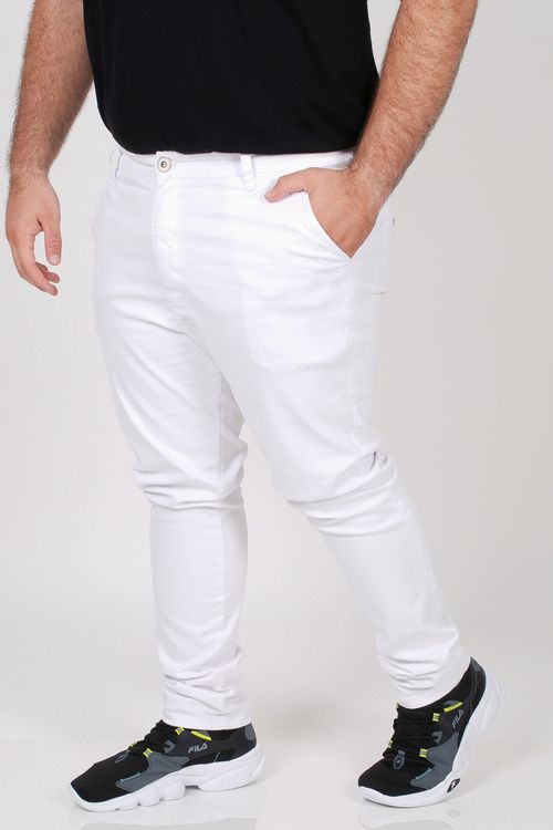 Calça sarja masculina confort esporte fino branco