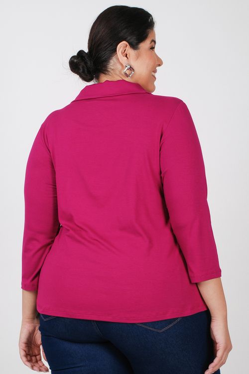 Blusa com gola estilo polo plus size roxa