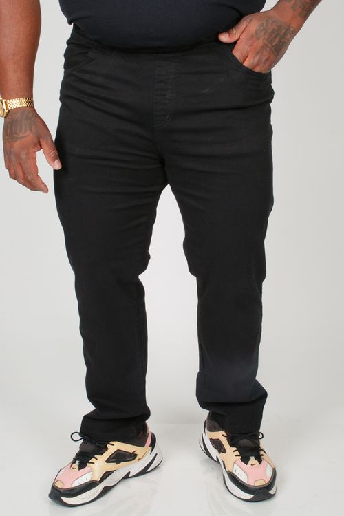 Calça de sarja com elástico no cós plus size preto