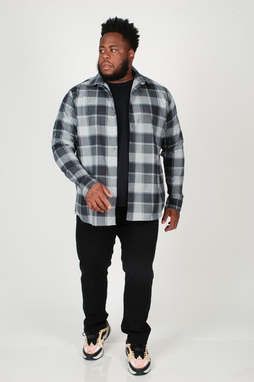 Calça de sarja com elástico no cós plus size preto