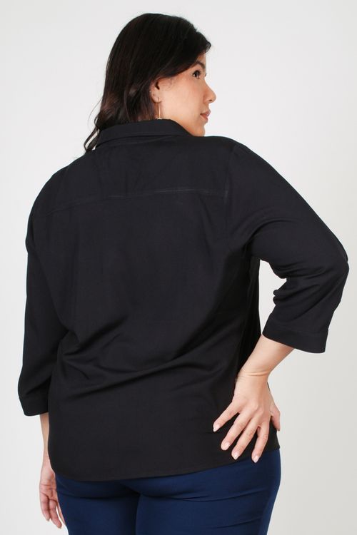 Camisa de viscose plus size preto