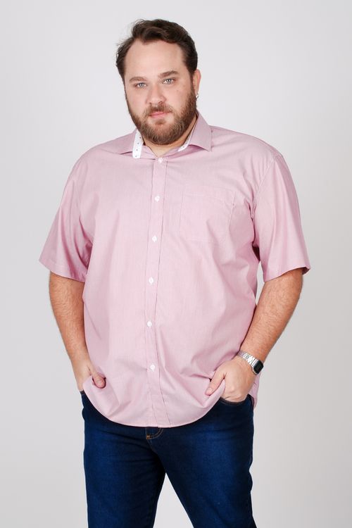 Camisa tricoline listrada plus size vinho