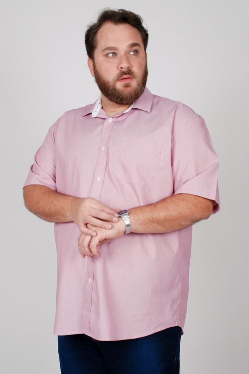 Camisa tricoline listrada plus size vinho