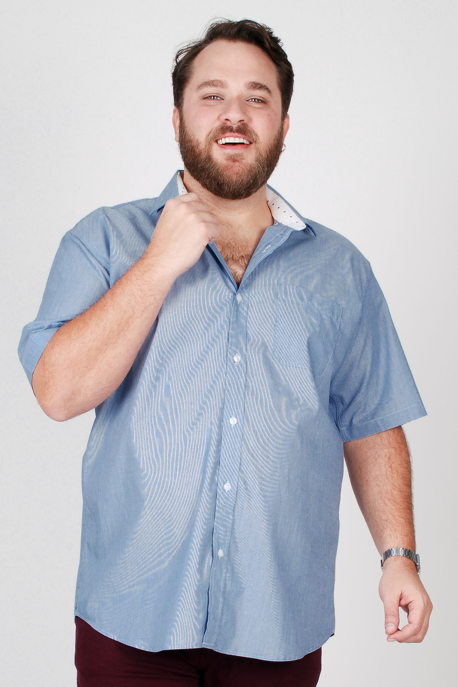 Camisa-tricoline-listrada-plus-size