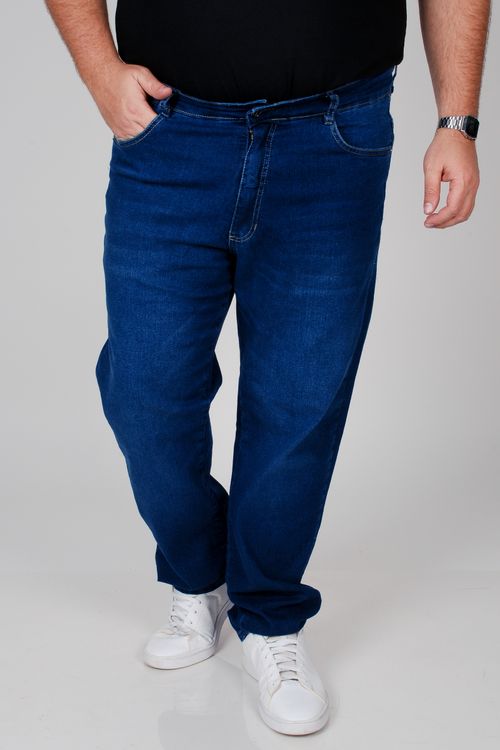 Calça jeans comfort reta plus size jeans blue