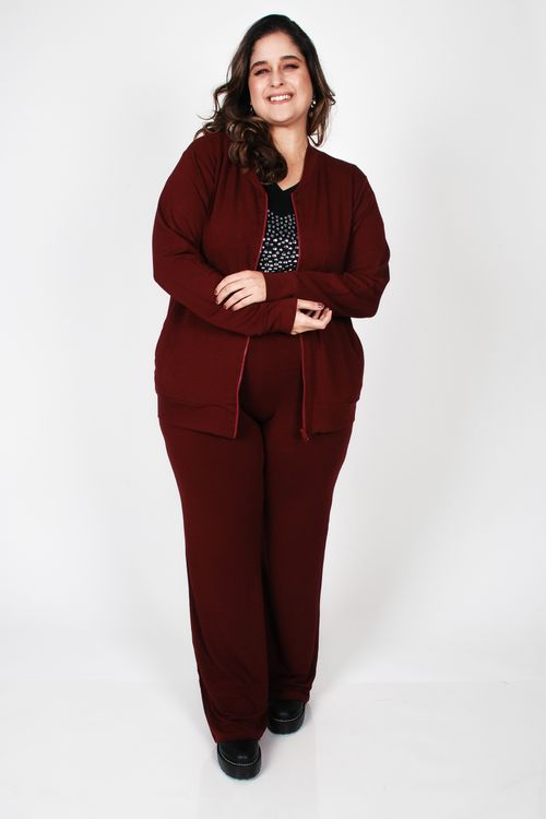 Jaqueta moletinho plus size vinho