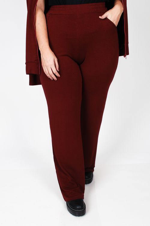 Calça bailarina moletinho plus size vinho