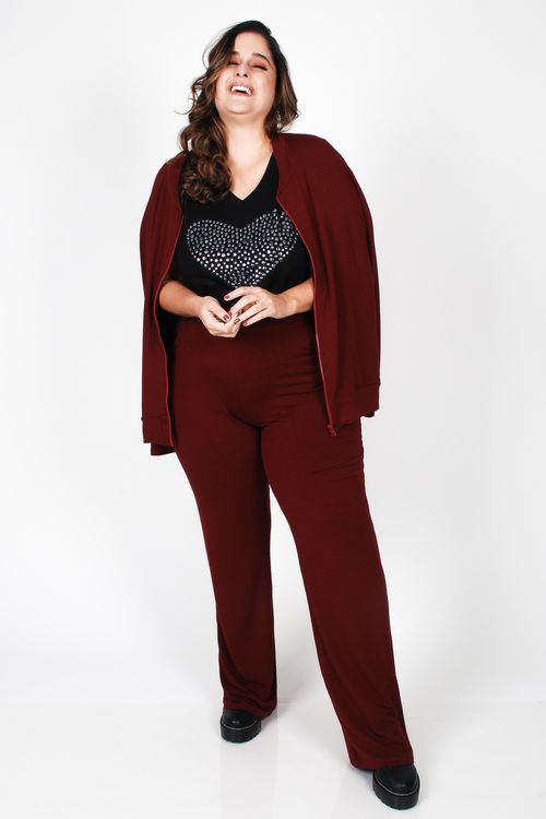 Calça bailarina moletinho plus size vinho