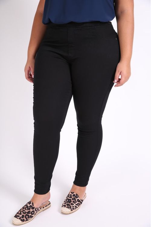 Calça legging color básica plus size preto