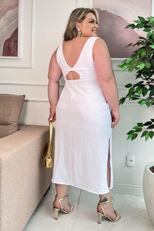 Vestido Midi Duna Branco Plus Size