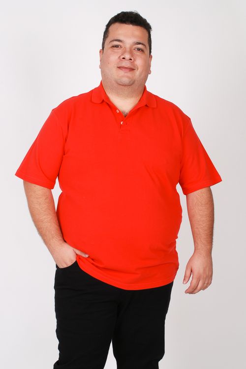 Camisa polo piquet masculina plus size coral