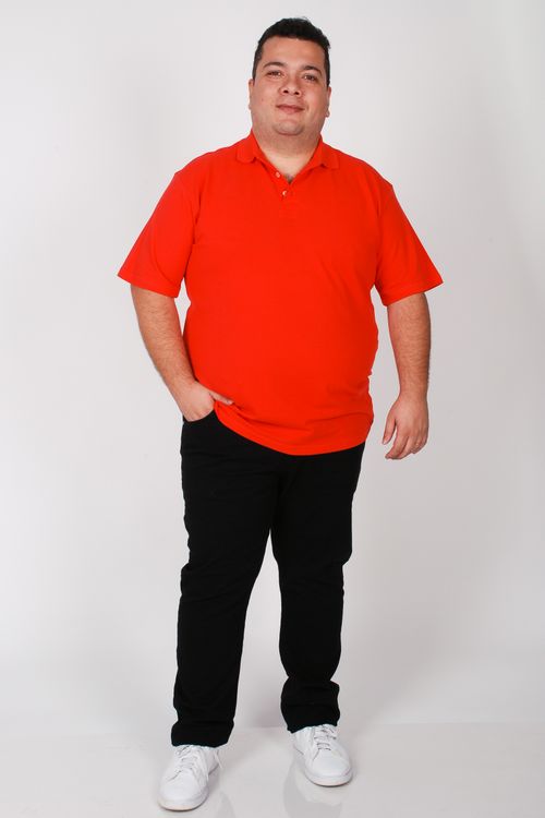 Camisa polo piquet masculina plus size coral