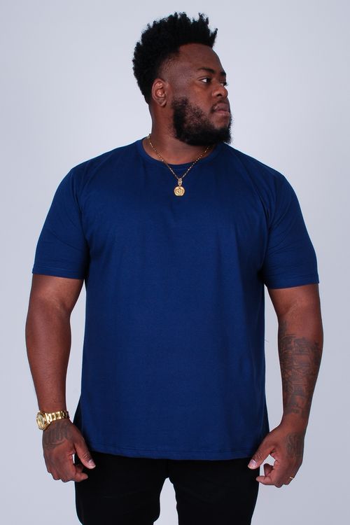 Camiseta básica masculina plus size azul marinho