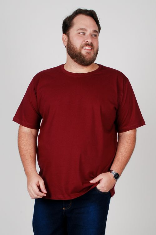 Camiseta básica masculina plus size vinho