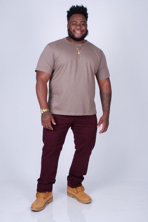 Camiseta básica masculina plus size kaki