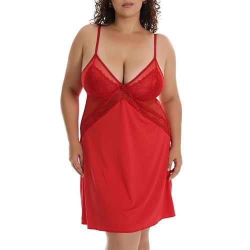 Camisola Plus Size Microfibra Renda Tule