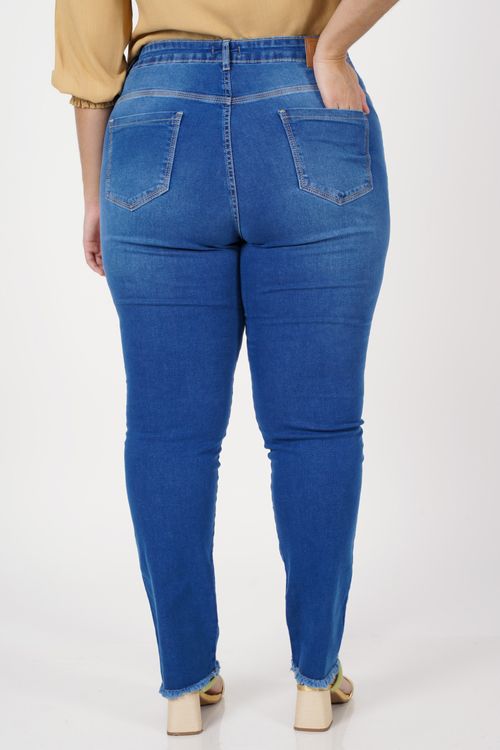 Calça jeans skinny plus size azul