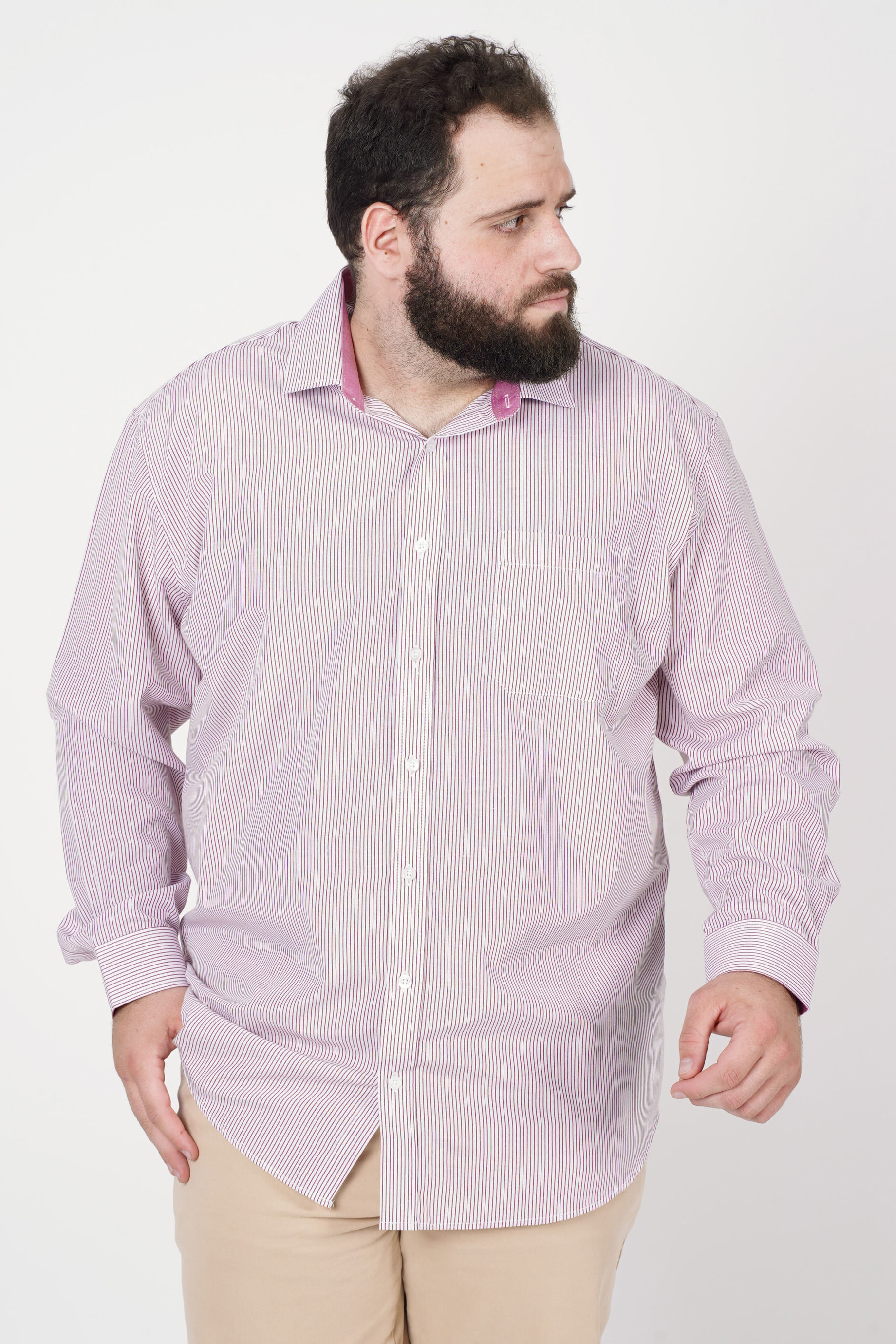 Camisa--masculina-plus-size---tricoline-listrado-plus-size