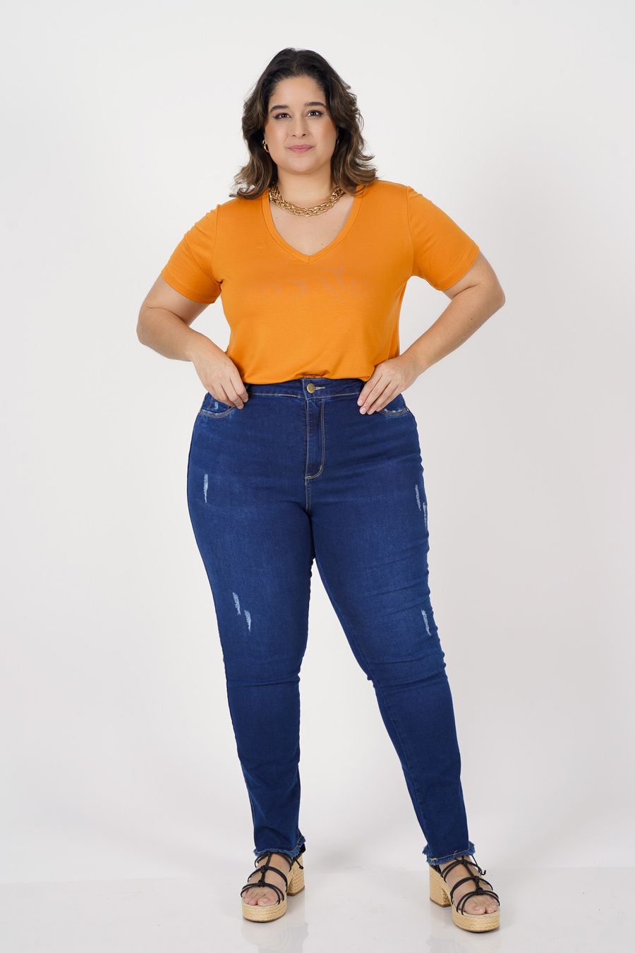 Calça jeans skinny plus size jeans blue