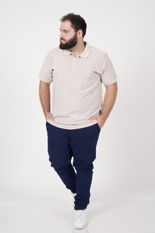 Polo malha flame plus size bege