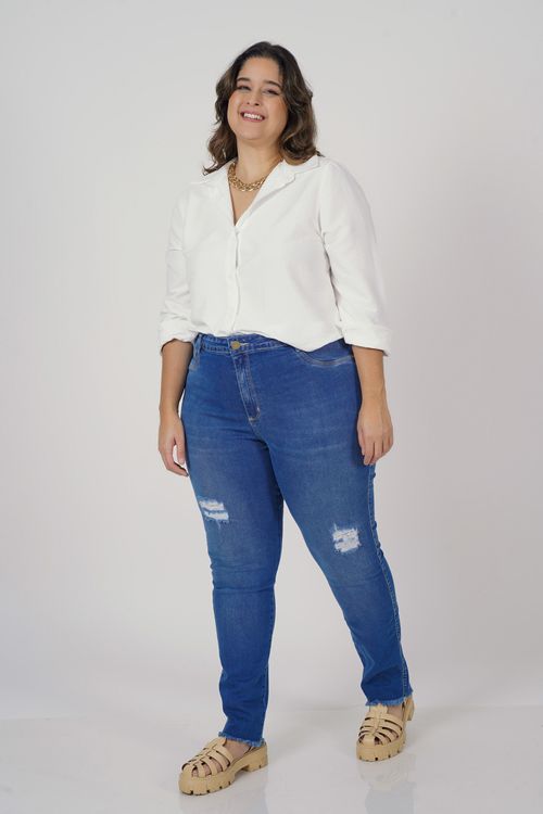 Camisa manga longa feminina plus size branco
