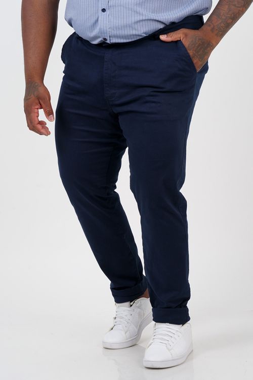 Calça de sarja básica com elastano plus size.. azul marinho