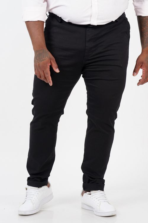 Calça de sarja básica com elastano plus size.. preto