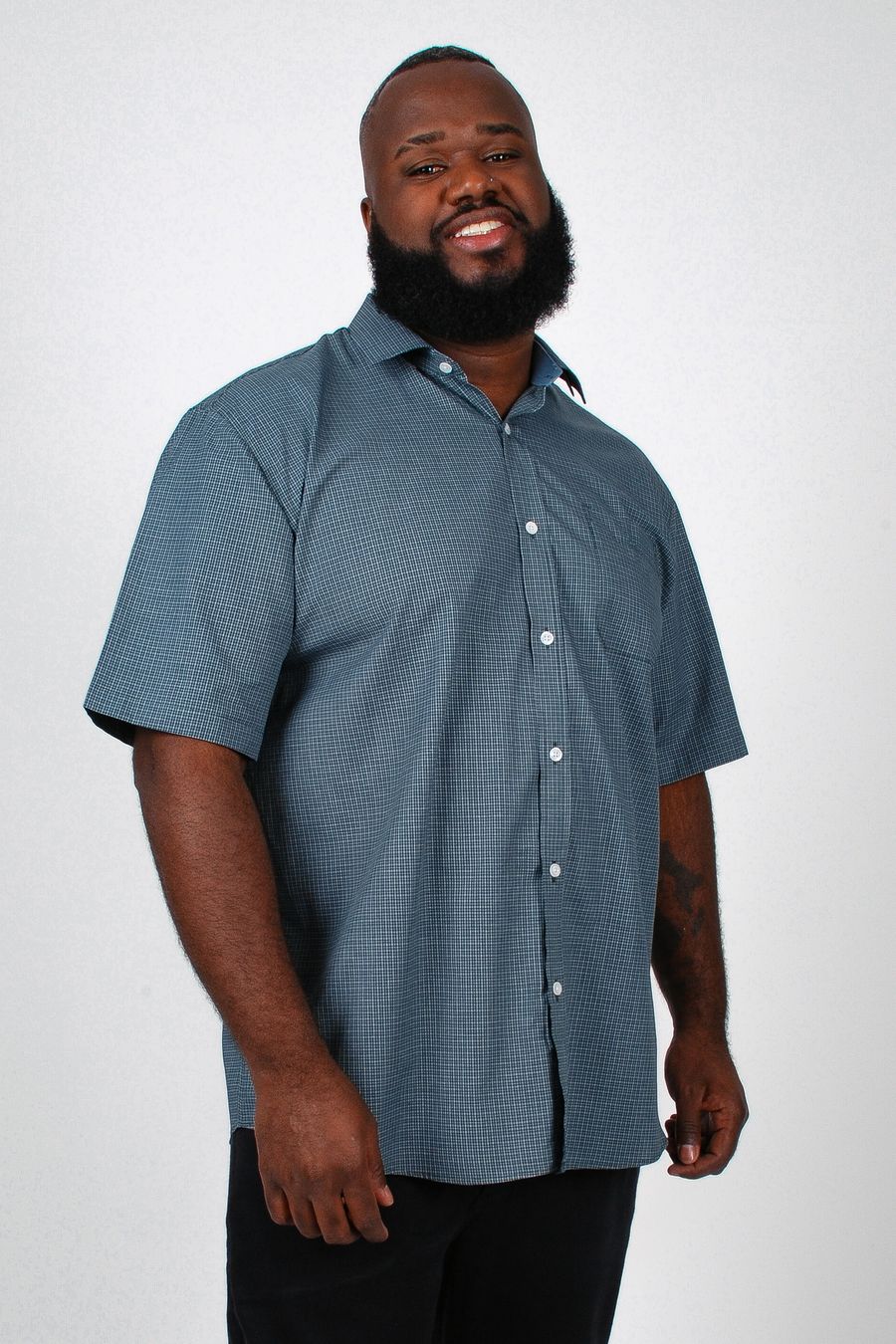 Camisa manga curta xadrez plus size verde