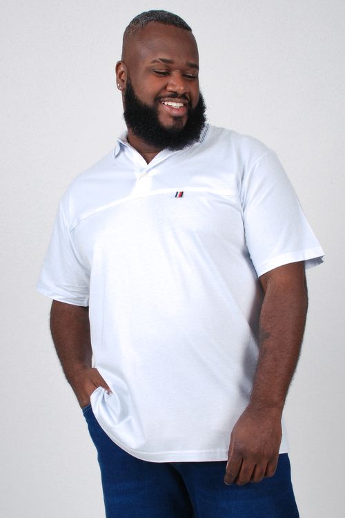 Camiseta polo malha lisa plus size branco